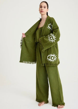 3pc Olive Eye Kimono Set