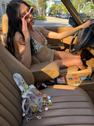Golden Shell Halter Mini Dress