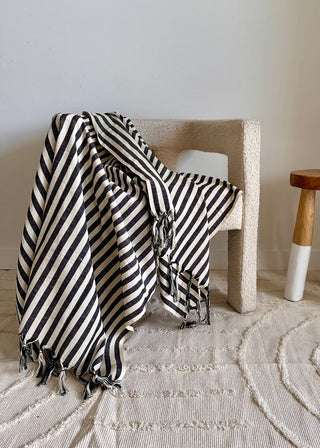 Black & White Linen Throw