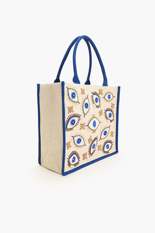 Santorini Evil Eye Beaded Tote