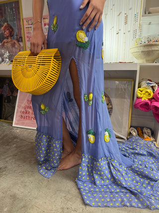 Limoncello Beaded Silk Slip Dress