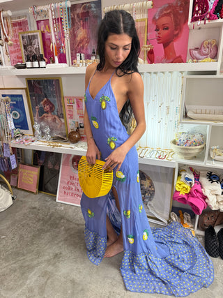 Limoncello Beaded Silk Slip Dress