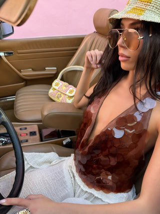 Amber Pearl Sequin Halter