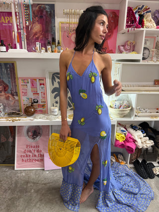 Limoncello Beaded Silk Slip Dress
