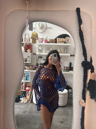 Azure Shell Net Cover-Up Dress