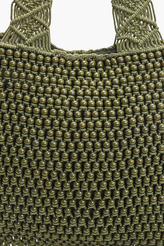 An Olive Fringe Beaded Bag