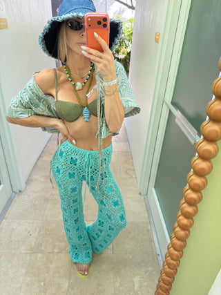 Sea Glass Sequin Crochet Pants