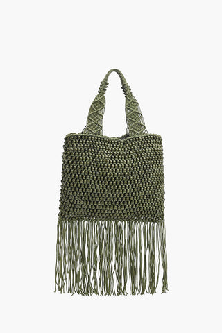 An Olive Fringe Beaded Bag
