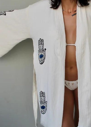 Tribal Hamsa (Long) Kimono