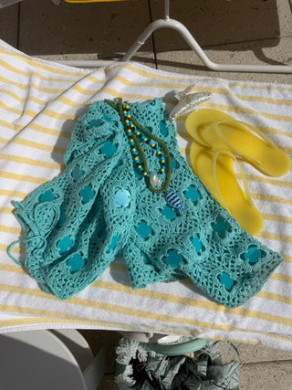 Sea Glass Sequin Crochet Pants