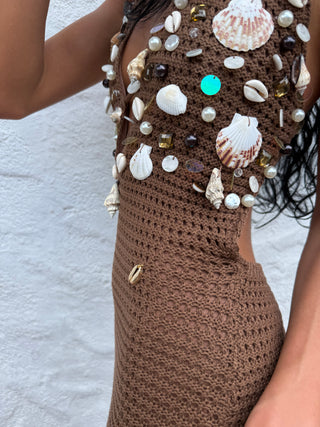 Mermaid Mocha Crochet Gown