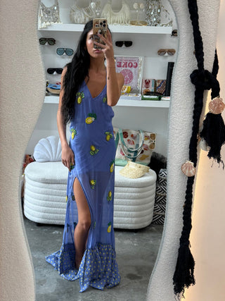 Limoncello Beaded Silk Slip Dress