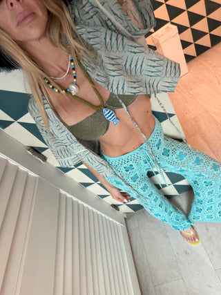 Sea Glass Sequin Crochet Pants