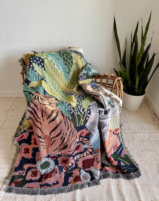 A Women and Her Tiger Blanket