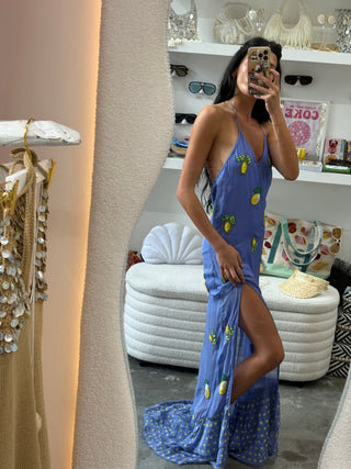 Limoncello Beaded Silk Slip Dress
