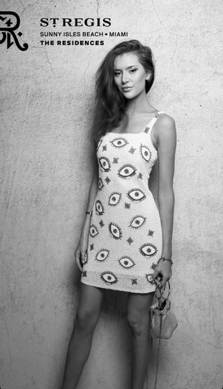 The Evil Eye Embellished Pearl Mykonos Dress