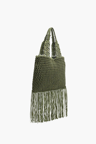 An Olive Fringe Beaded Bag