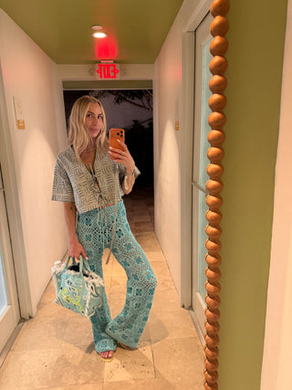 Sea Glass Sequin Crochet Pants