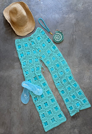 Sea Glass Sequin Crochet Pants