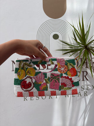 Mediterranean lemon Beaded Clutch