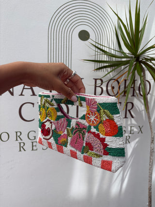 Mediterranean lemon Beaded Clutch