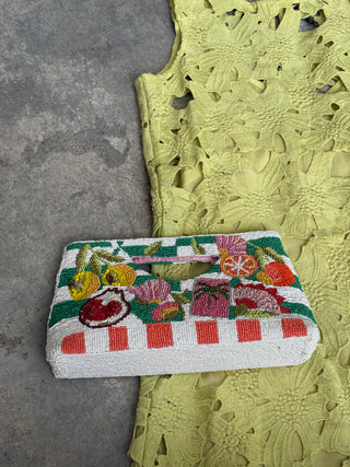 Mediterranean lemon Beaded Clutch