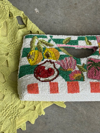 Mediterranean lemon Beaded Clutch